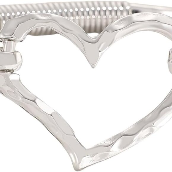 Chunky Gold Heart Cross Cuff Bracelet for Women, Hammered Handmade Jewelry - Picture 1 of 7